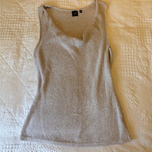 Sequined Silver Sleeveless cowl neck  Knit Top